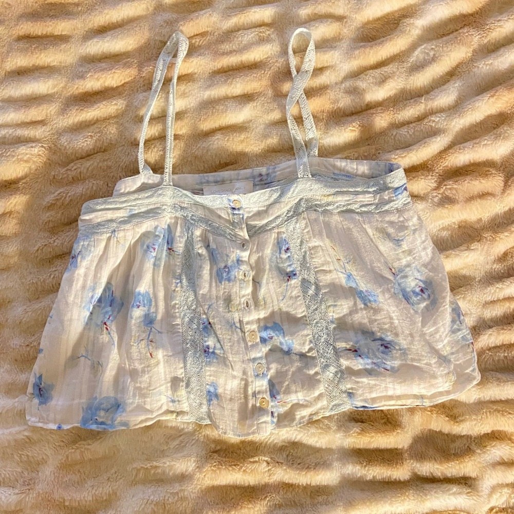 LoveShackFancy Crop Cami with Blue Florals